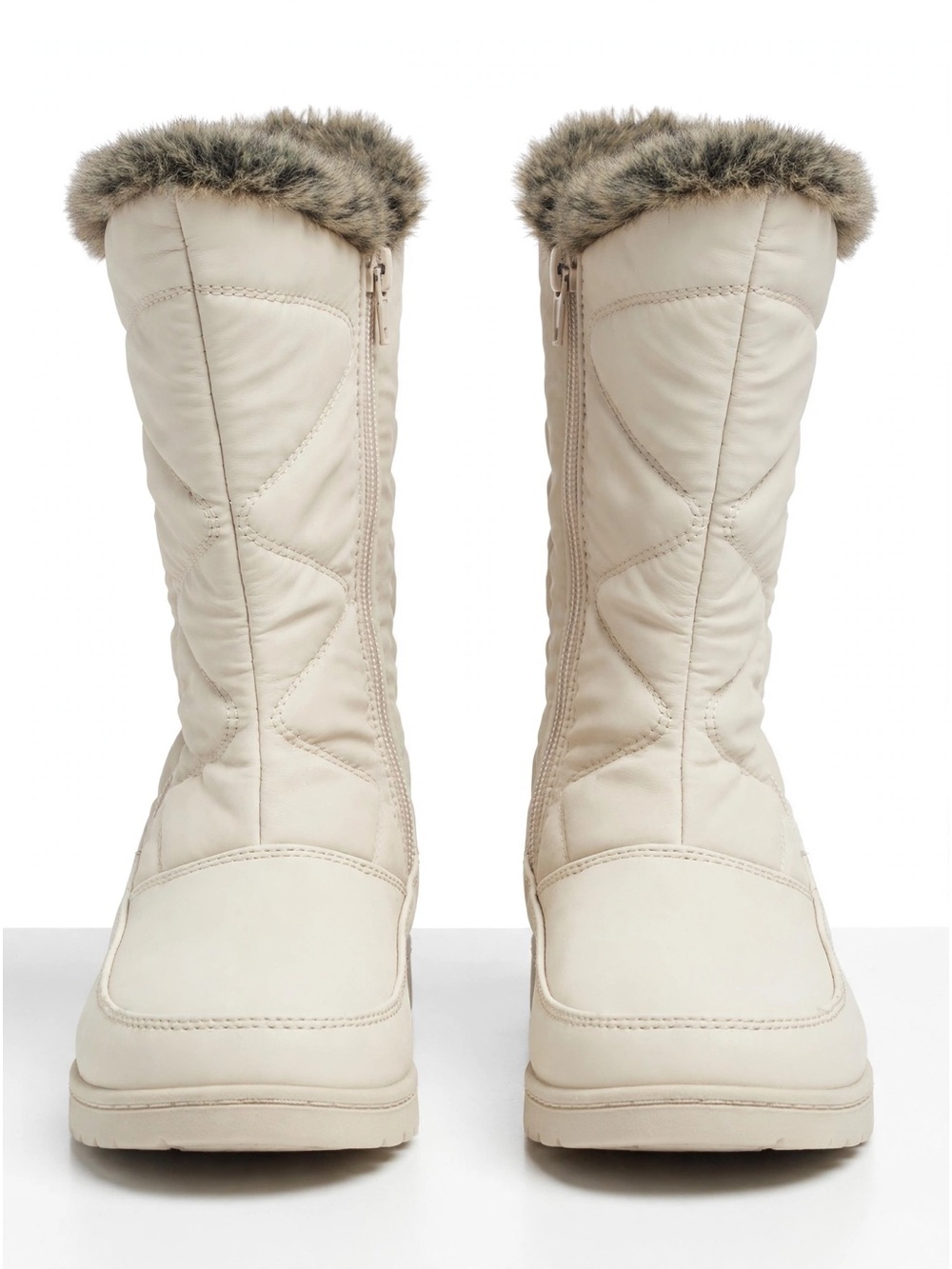 Easy Spirit Winter Snow Boots Womens 8 Cream Beige Faux Fur Trim NWT No Wear